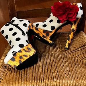 Iron Fist Love Lolita Platform Shoes Leopard Skin Polka Dot Size 7